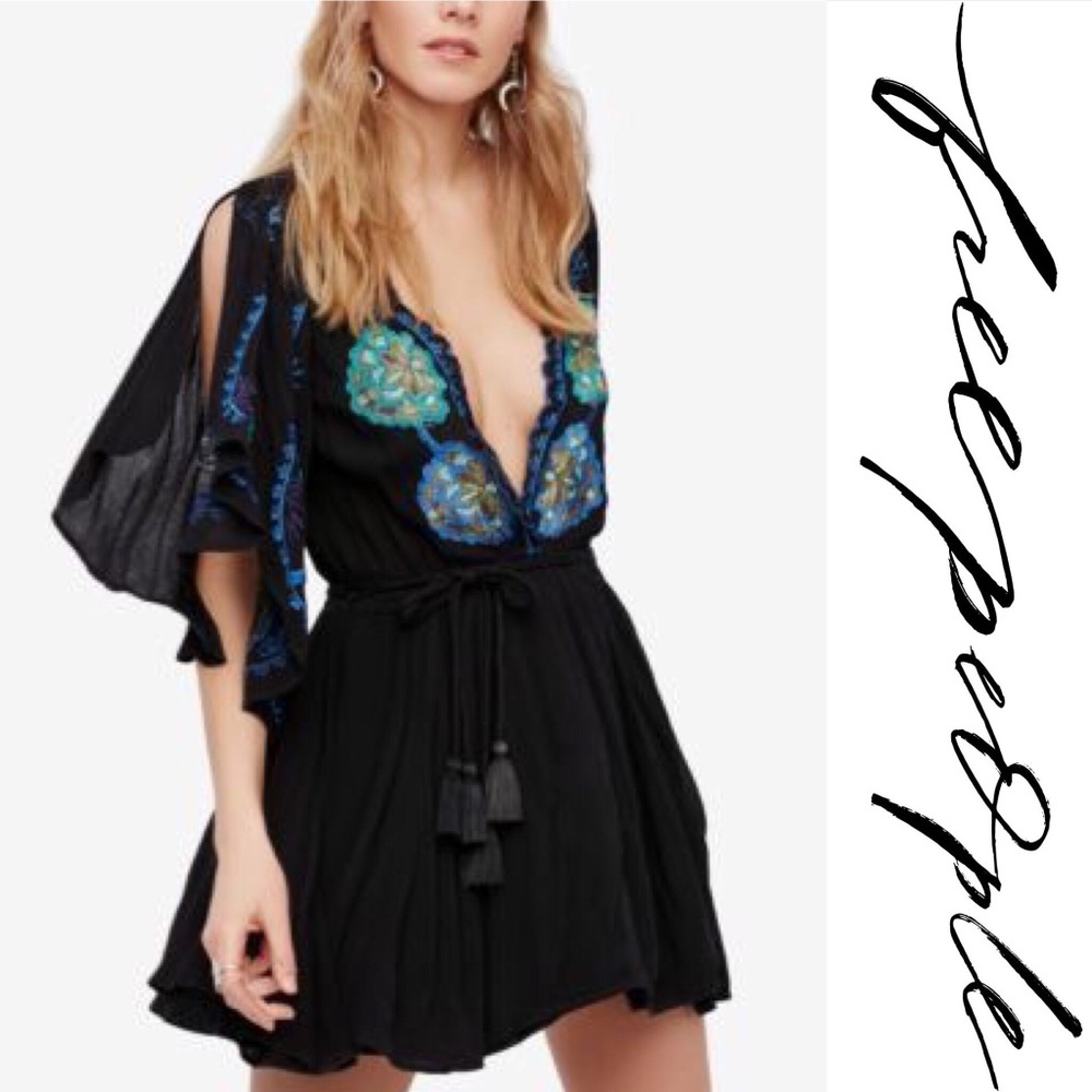 NWOT Free People Cora Embroidered Mini Dress